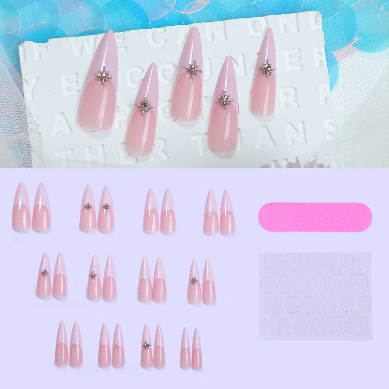 Elegant Press-On Nail Design Set with Decorative Floral Accents Bowlift