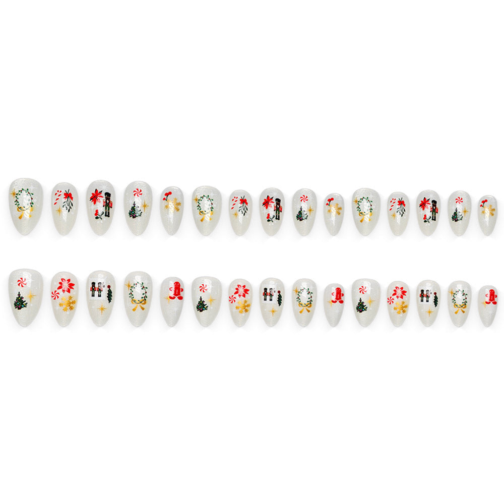 Elegant artificial nails with festive Christmas motifs Bowlift