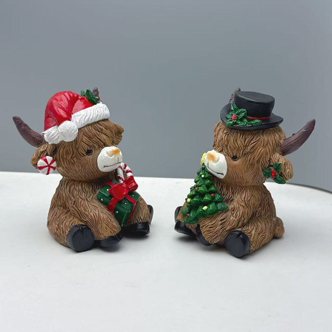 Decorative Highland Cow Figurine Bowlift