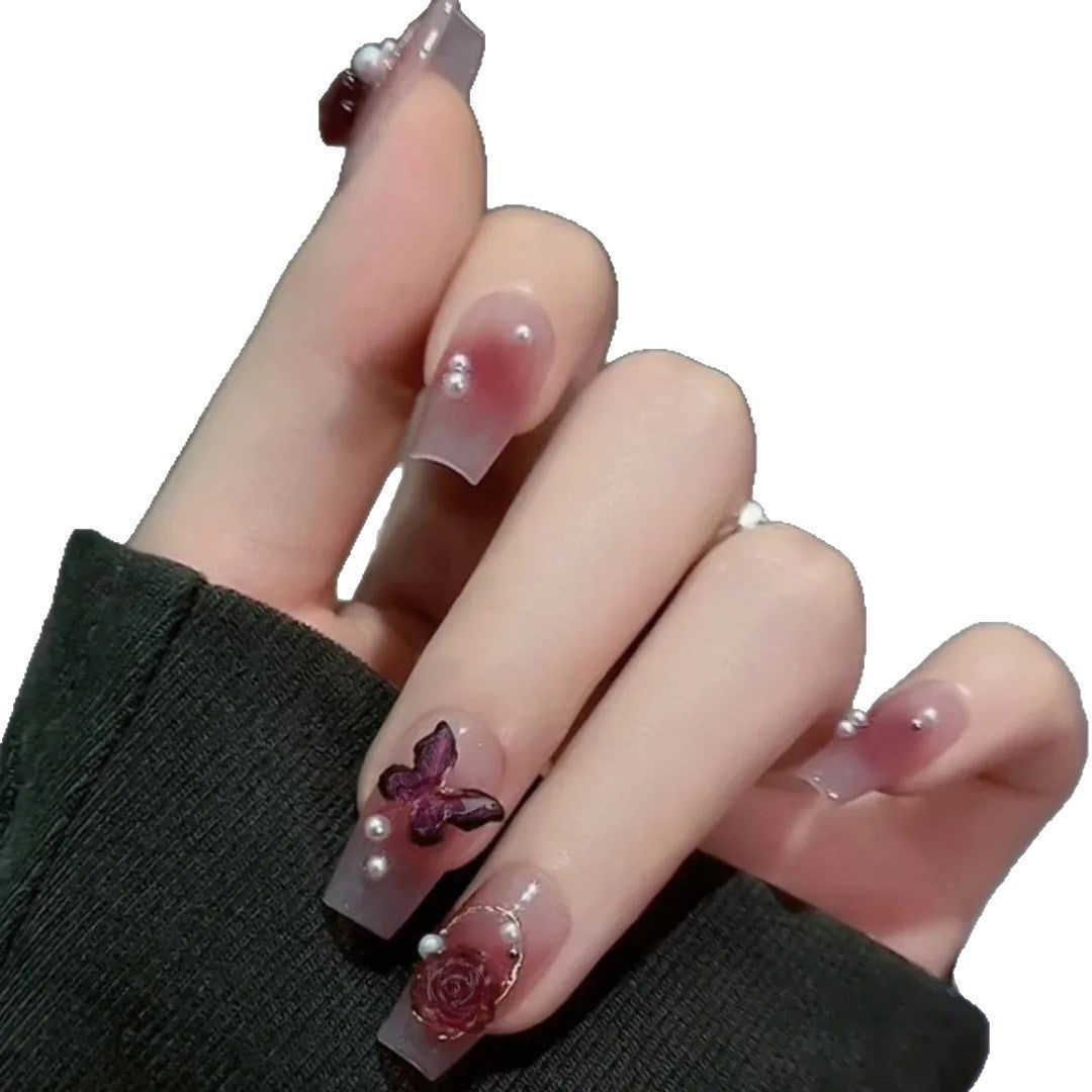 Artistic Floral Embellished Press-On Nail Set Bowlift