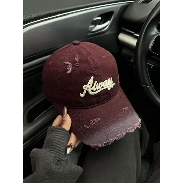 Women's Distressed Denim Style Baseball Cap Bowlift