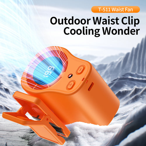 Unisex nan compact rechargeable clip-on waist cooling fan with LED display and adjustable multi-speed Bowlift