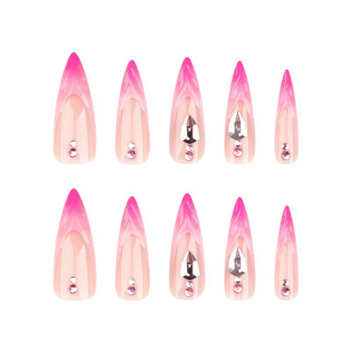 Stiletto Press-On Nail Extensions with Rhinestone Accents Bowlift