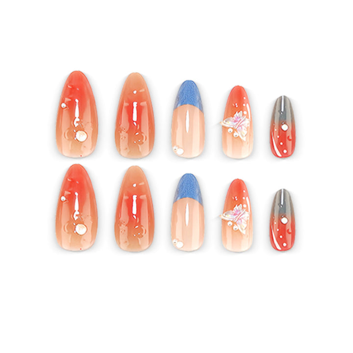 Artful nail art with pearls and butterfly details Bowlift