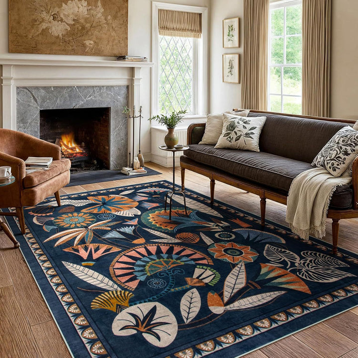 Floral Pattern Area Rug Bowlift