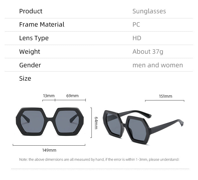 Ladies hexagonal sunglasses with comfortable frame Bowlift