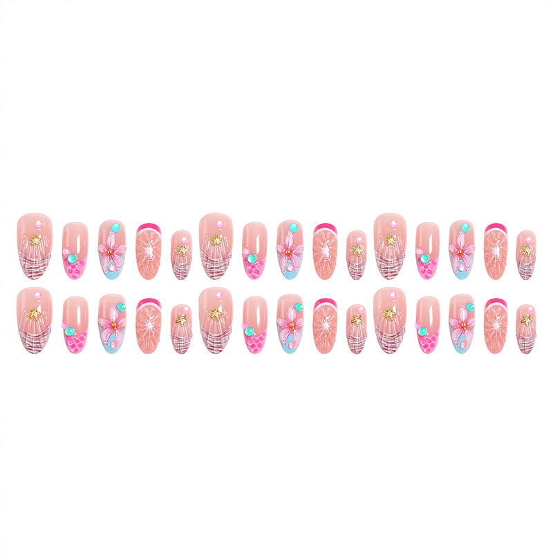 Artificial nails with colorful decorations Bowlift