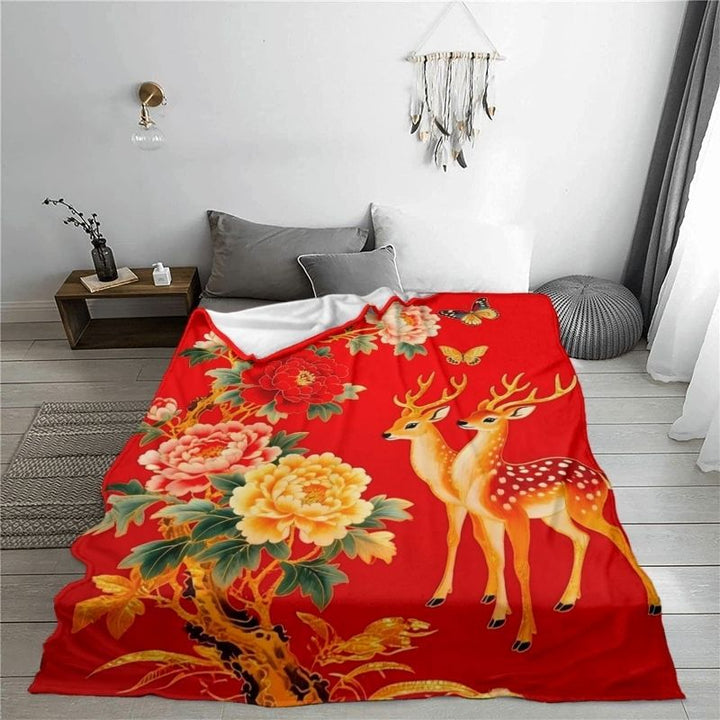 Floral Patterned Plush Throw Blanket