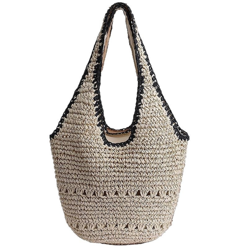 Woven Natural Material Handbag with Minimalist Structure Bowlift
