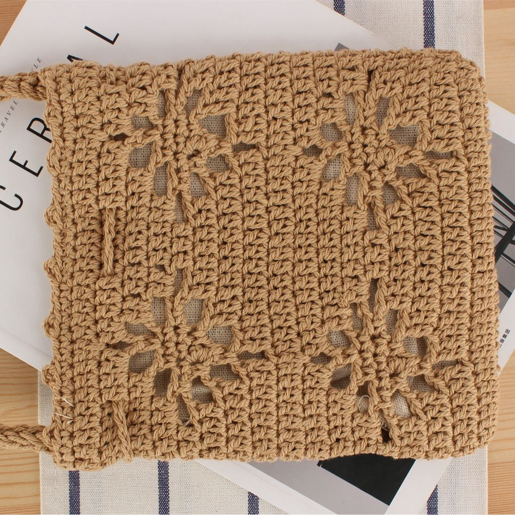 Handmade crochet shoulder bag with floral design Bowlift