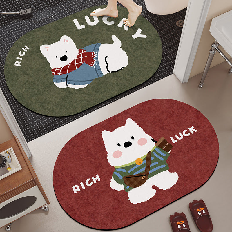 Cartoon Dog-Themed Bath Mat Bowlift