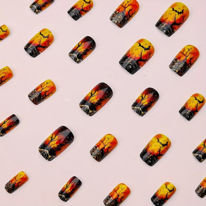 Creative Halloween Art Nails in Mysterious Night Design Bowlift