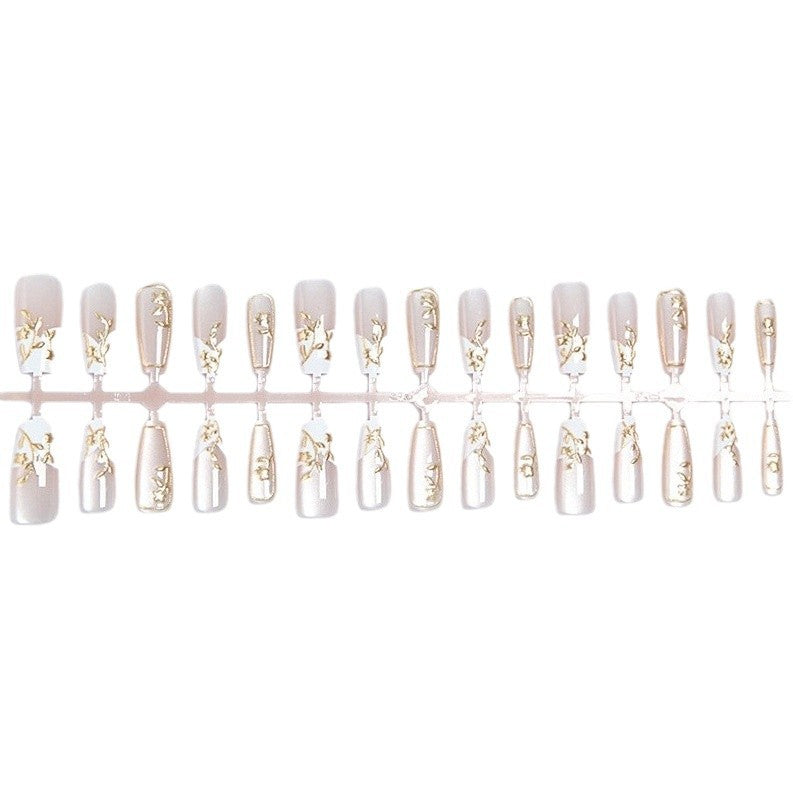 Floral Accented Press-On Nail Set Bowlift