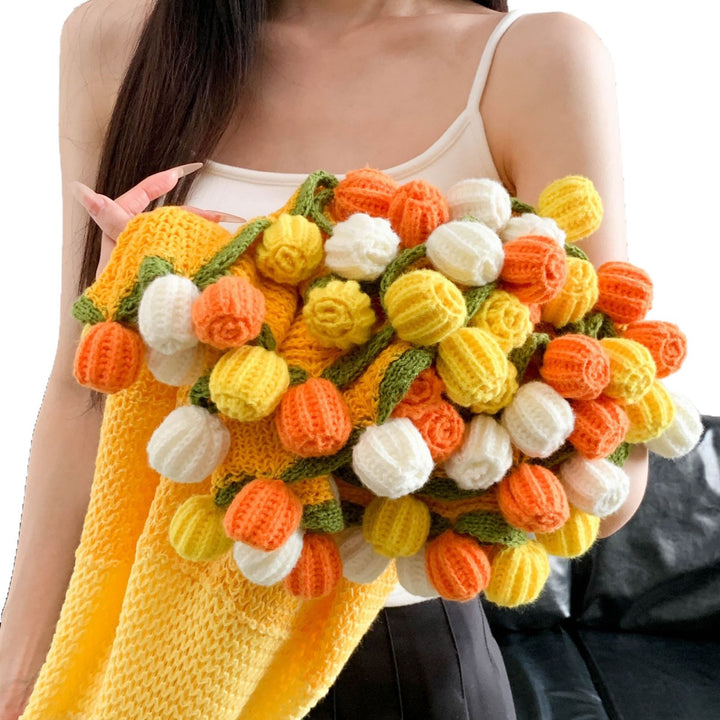 Elegant Handmade Flower Knitted Blanket Bowlift
