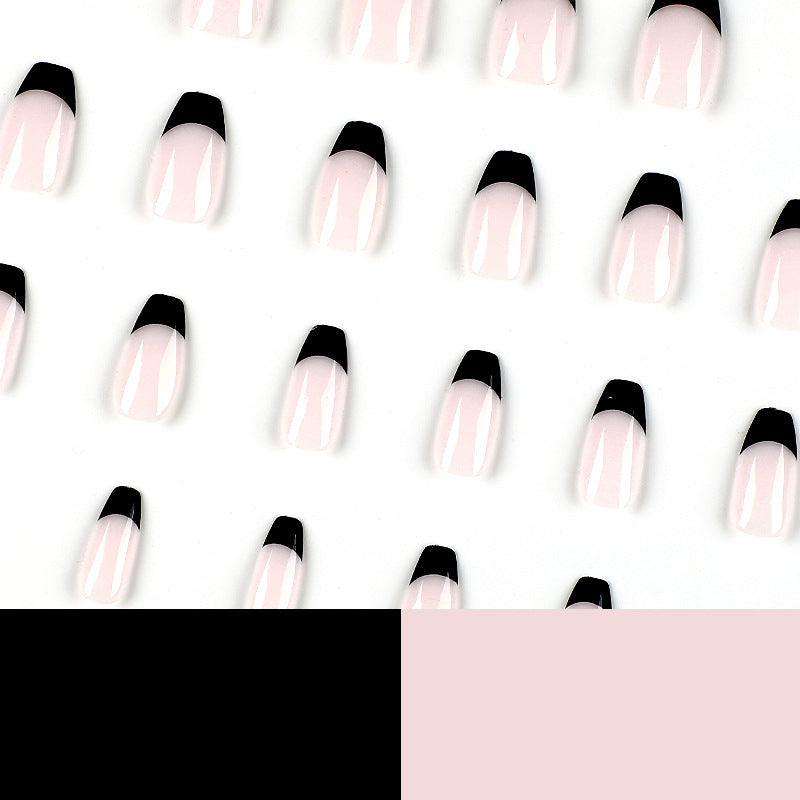 Artificial nail tips with high gloss black Bowlift