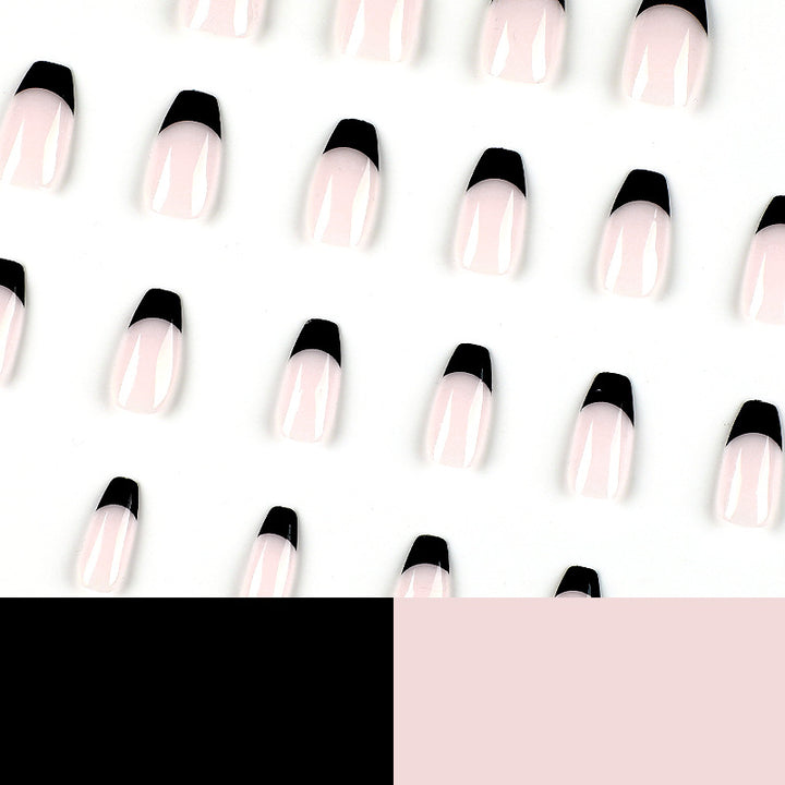 Artificial nail tips with high gloss black Bowlift