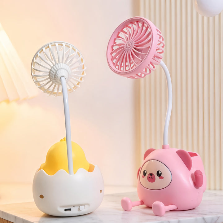 Ladies desk lamp with integrated mini fan Bowlift