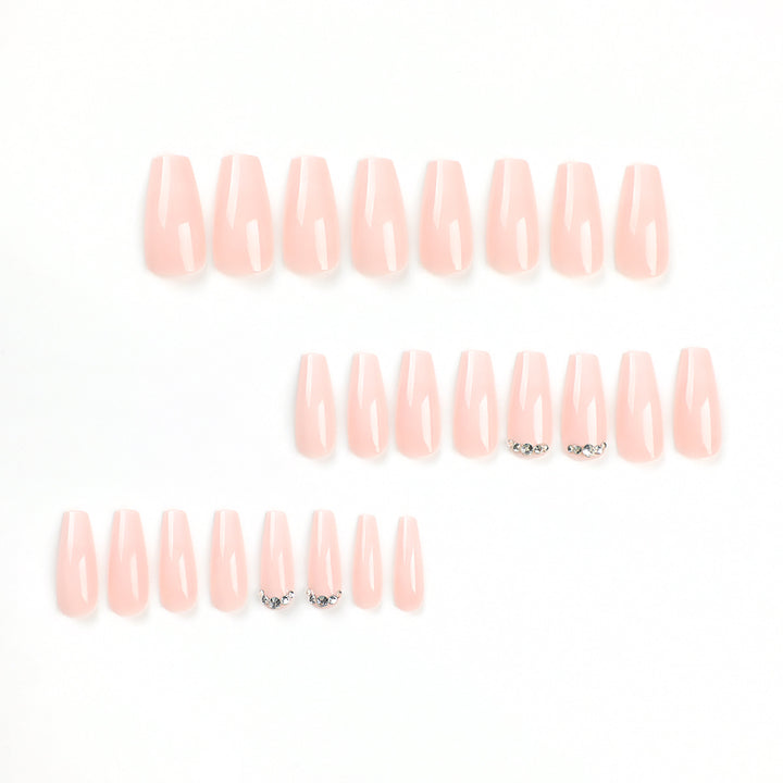 Artful Nail Extensions with Elegant Ombre Design and Rhinestone Accents Bowlift