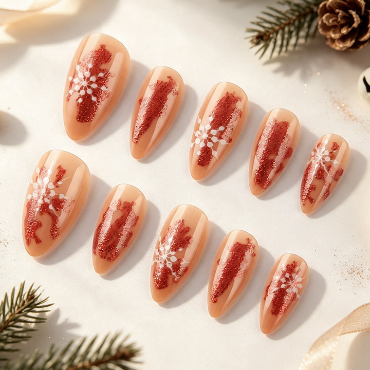 Artistic Seasonal Press-On Nail Art Bowlift
