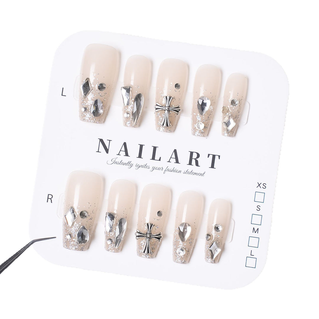 Decorative Gemstone Press-On Nail Set Bowlift