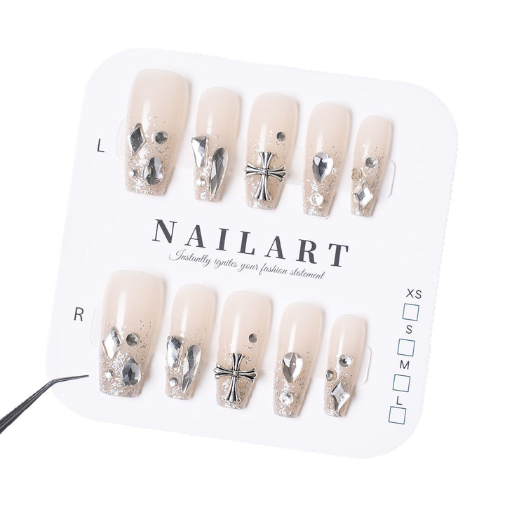 Decorative Gemstone Press-On Nail Set Bowlift