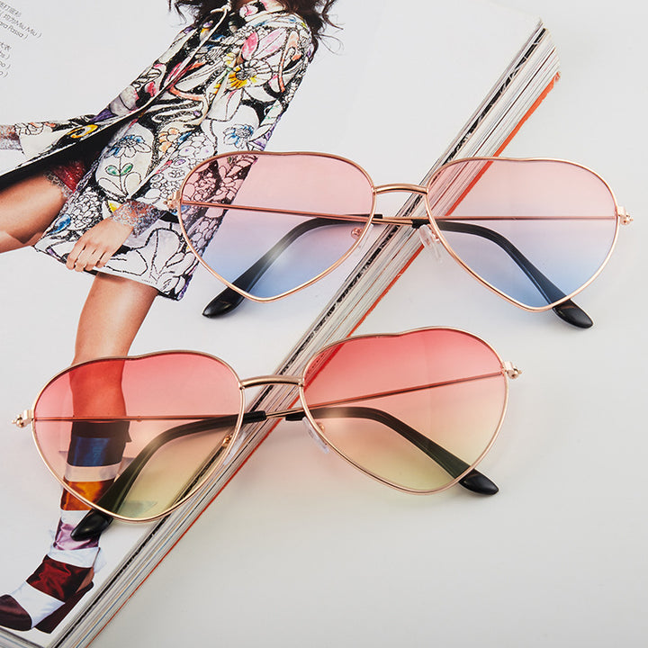 Ladies Heart-Shaped Sunglasses with UV Protection and Elegant Frame Bowlift