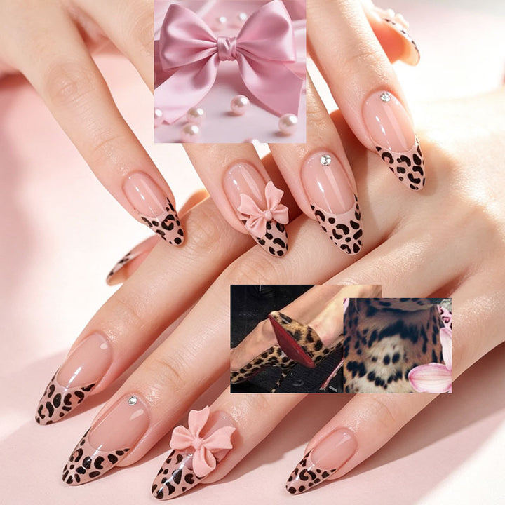 Decorative Leopard Print Press-On Nail Tips Bowlift
