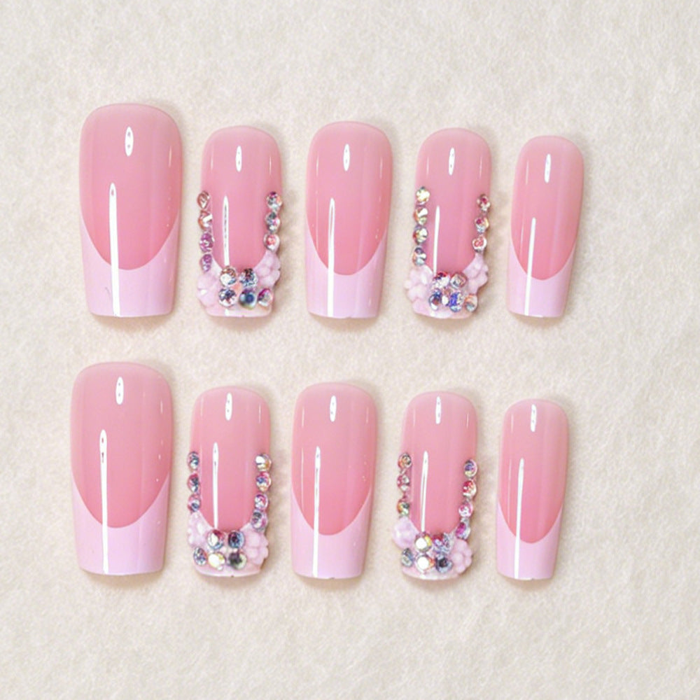 Elegant Floral Accent Press-On Nail Art Set Bowlift