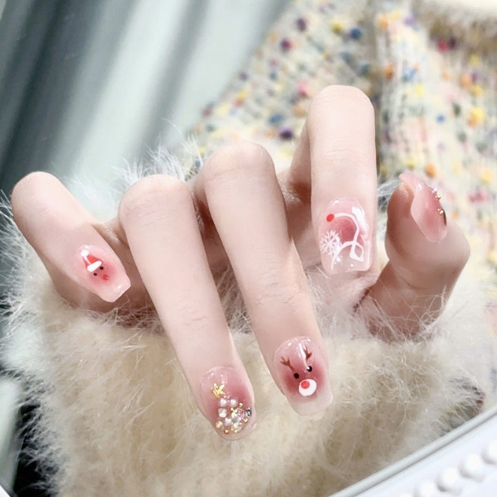Festive Character Design Press-On Nail Set Bowlift