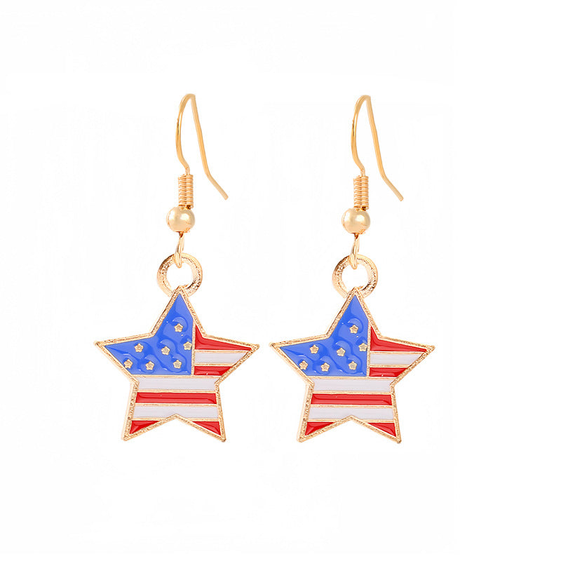 Women nan enamel horseshoe earrings with star motif and fishhook closure Bowlift