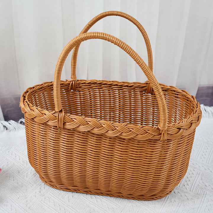 Handwoven Storage Basket with Braided Handles Bowlift