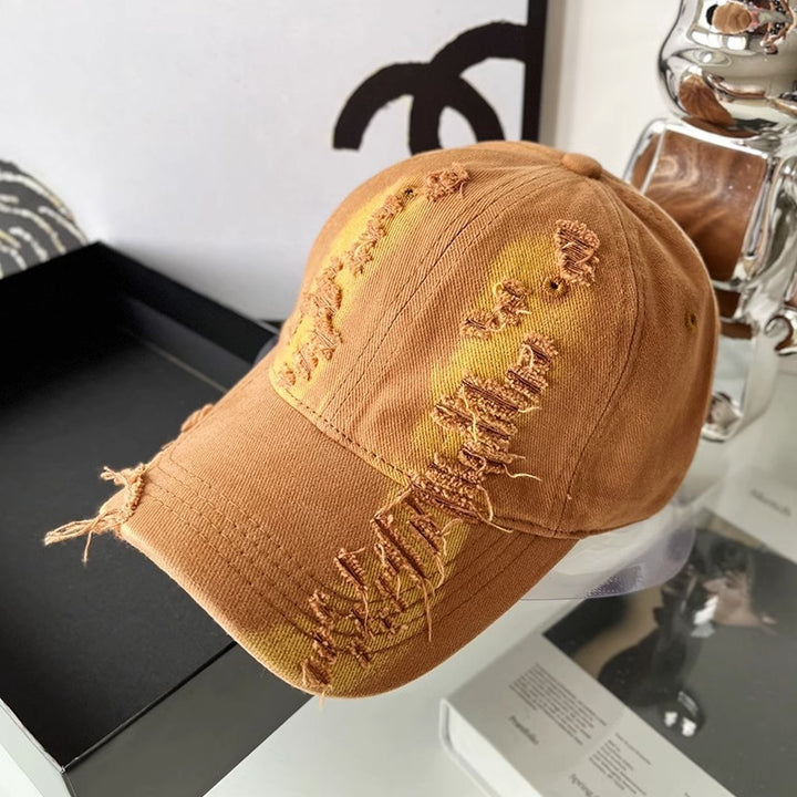 Unisex Distressed Denim Cap Bowlift