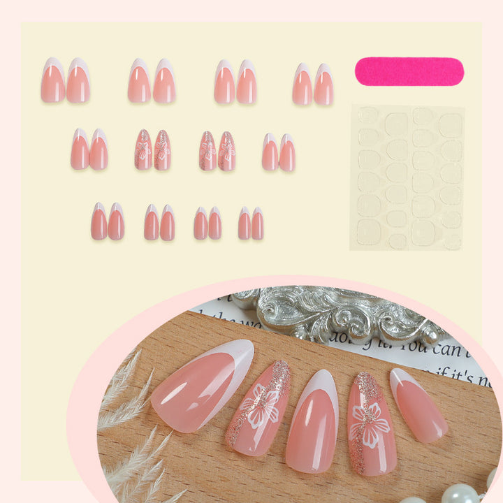 Elegant Floral Designed Press-On Nail Set Bowlift