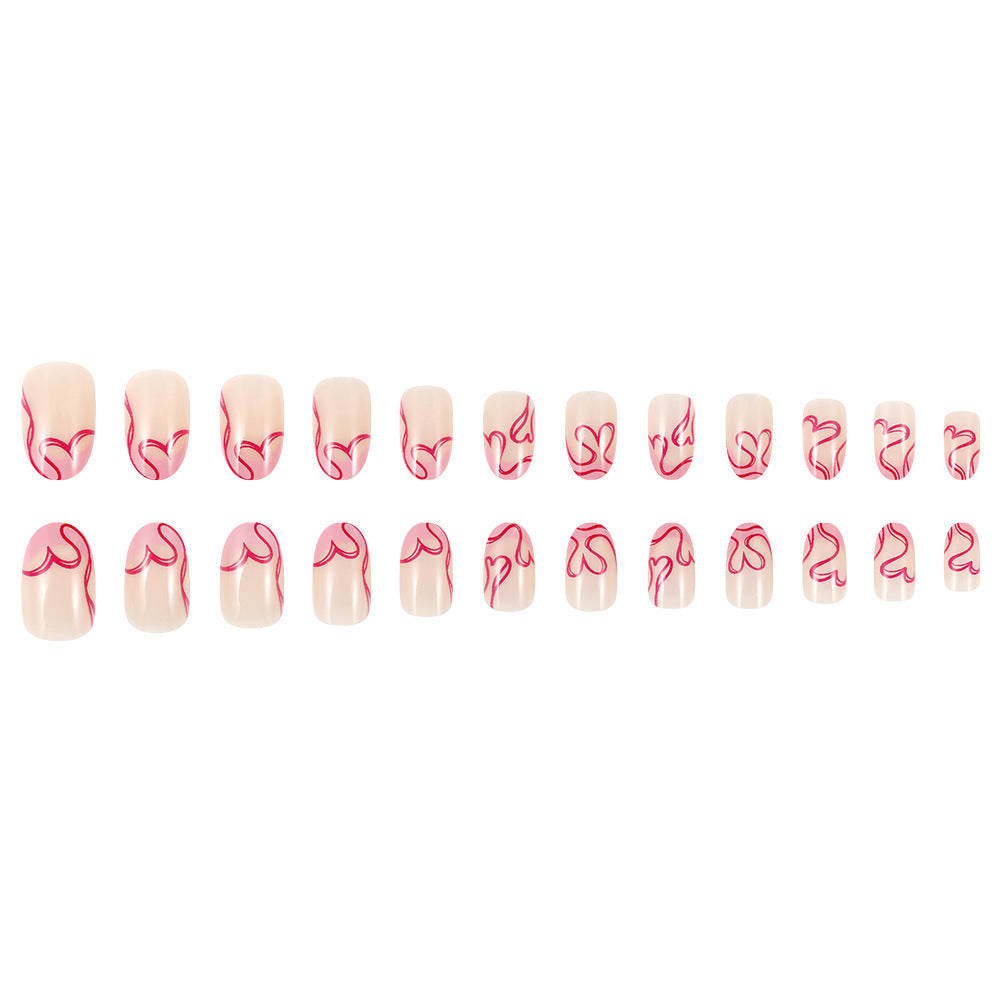 Romantic Heart-Designed Press-On Nails Bowlift