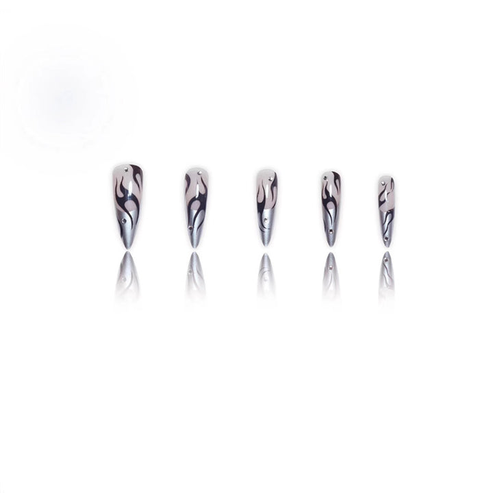 Artistic Flame Design Press-On Nail Extensions Bowlift