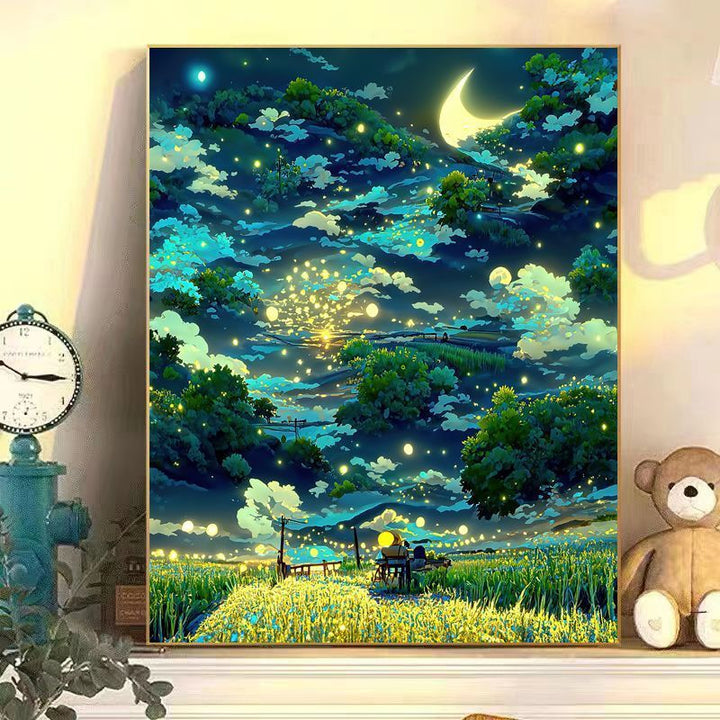 Enchanting Moonlit Landscape Canvas Art Bowlift