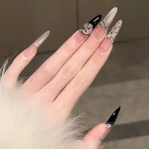 Luxury Stiletto Press-On Nail Extensions with Rhinestone Accents Bowlift