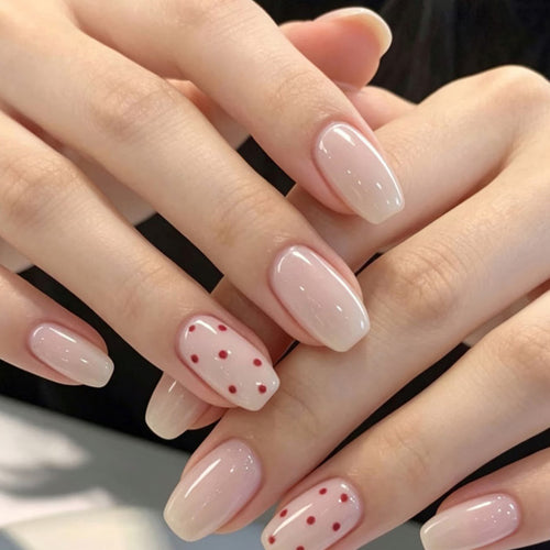 Artistic Press-On Nails with Elegant Polka Dot Design Bowlift