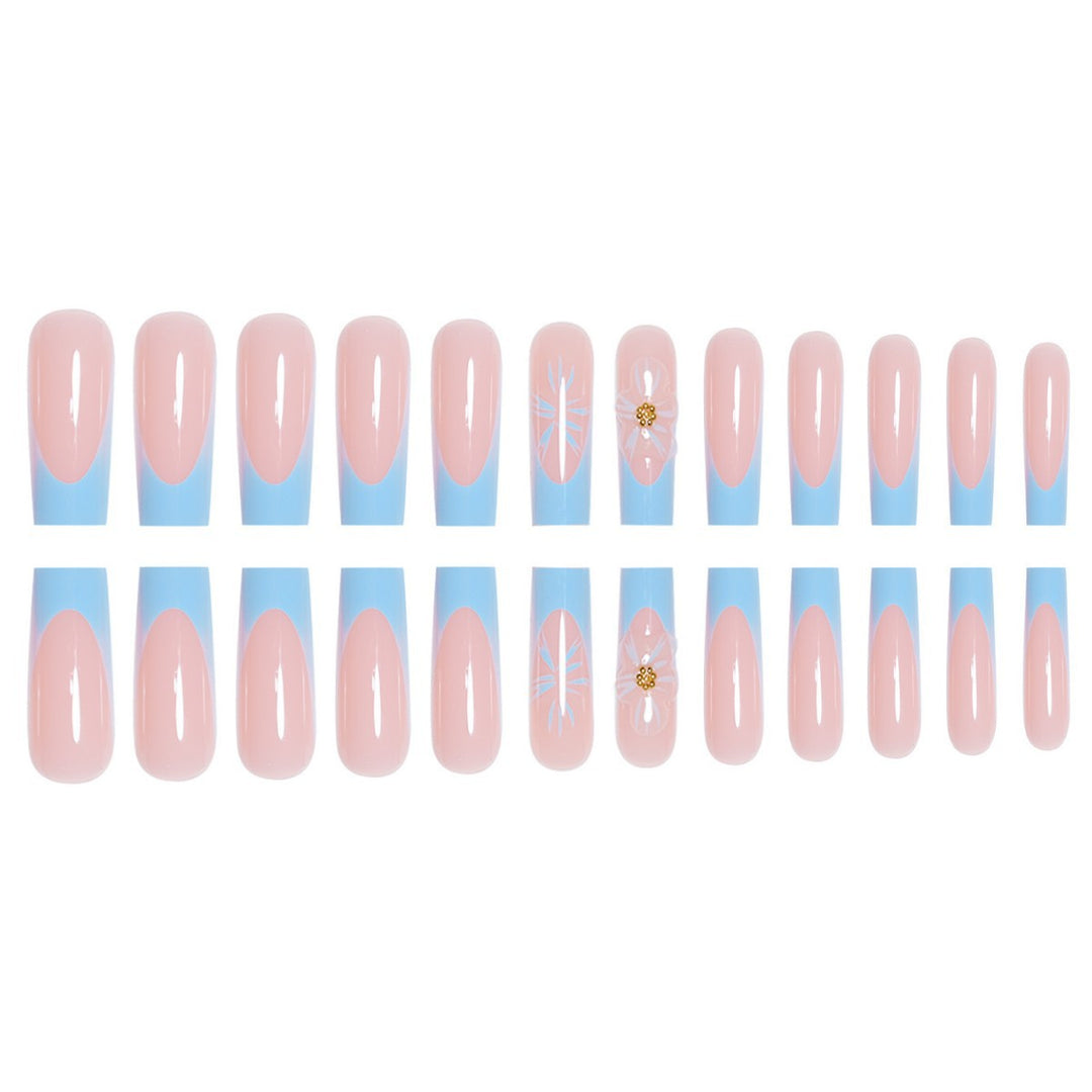 Artistic Long Press-On Nails with Floral Accents Bowlift