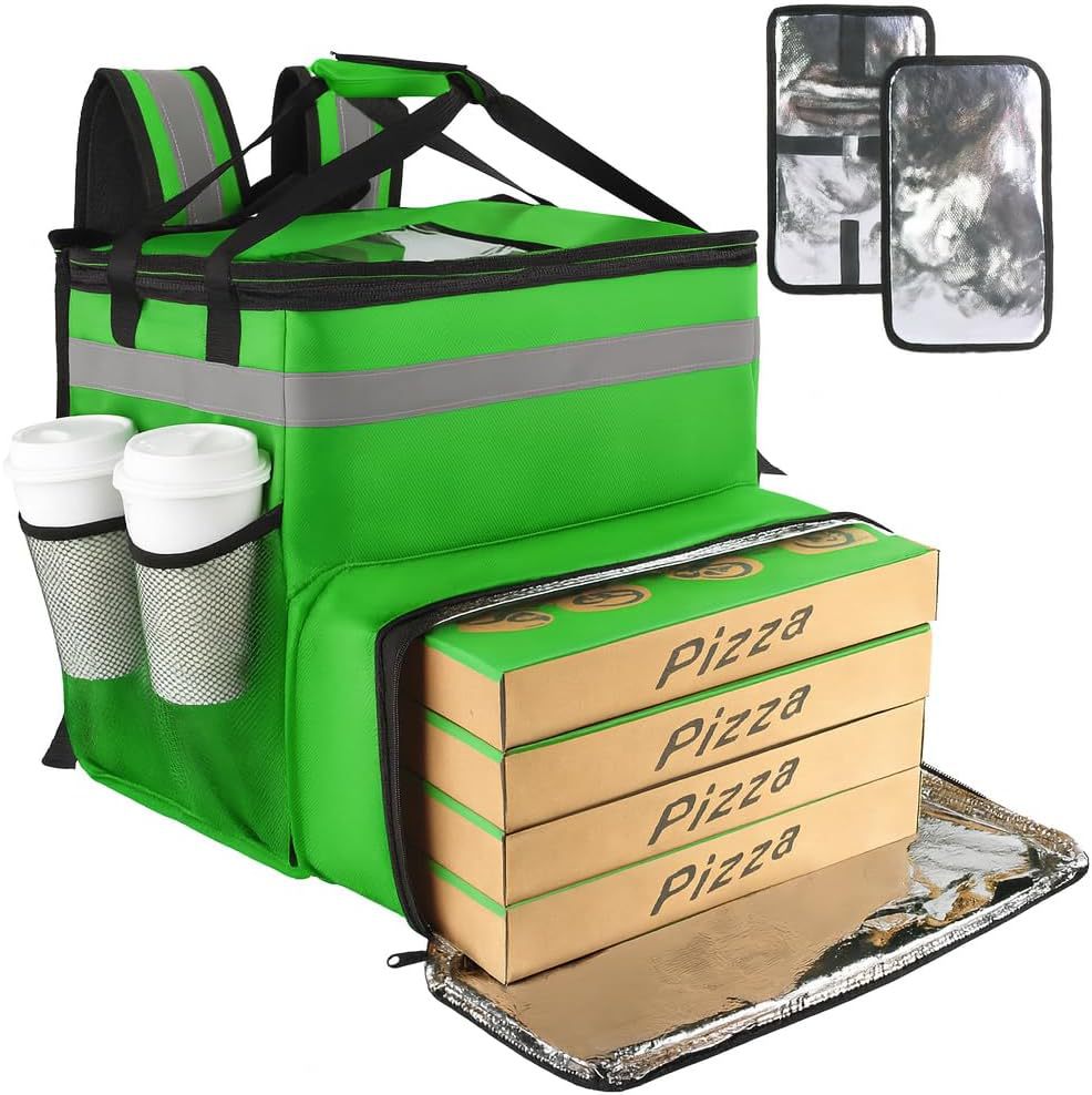 Women's Insulated Pizza Delivery Bag with Drink Holders and Reflectors Bowlift