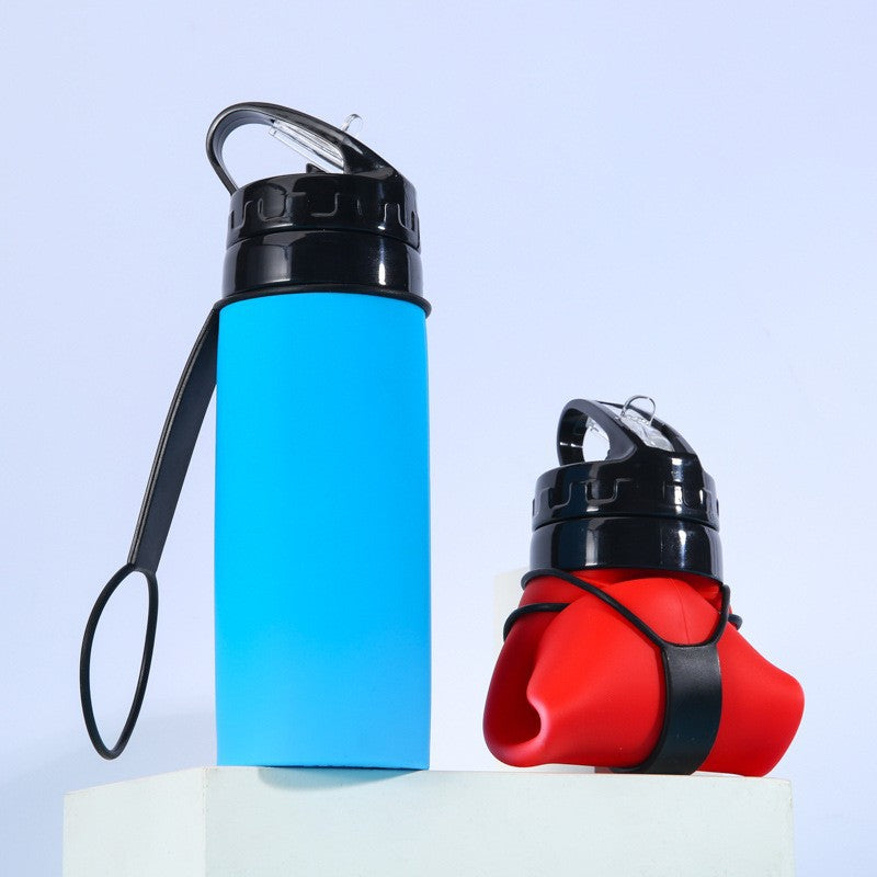 Women Foldable Sports Water Bottle with Integrated Straw Bowlift