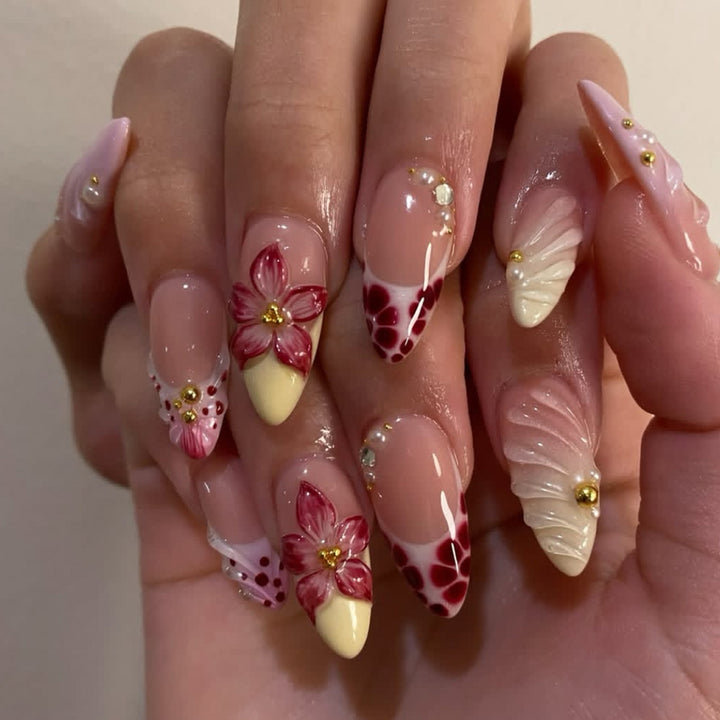 Decorative Floral Acrylic Nail Art Bowlift