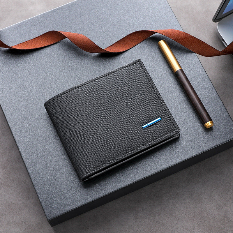 Textured Leather Folded Wallet Bowlift