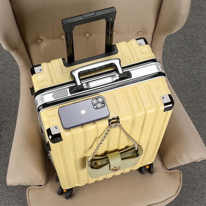 Hard-shell suitcase with double safety lock and sturdy rolling system Bowlift