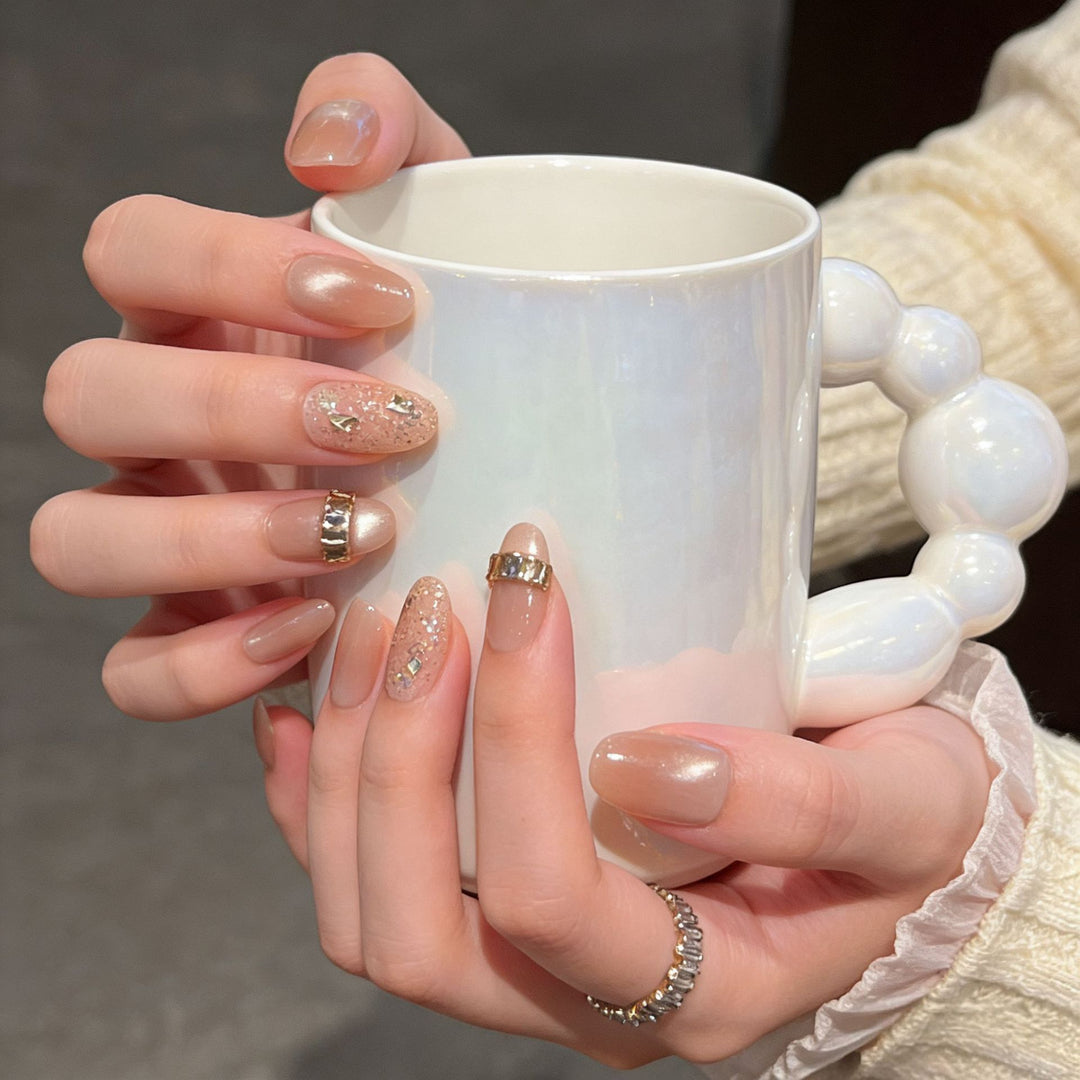 Decorative Press-On Nails with Gem Accents Bowlift