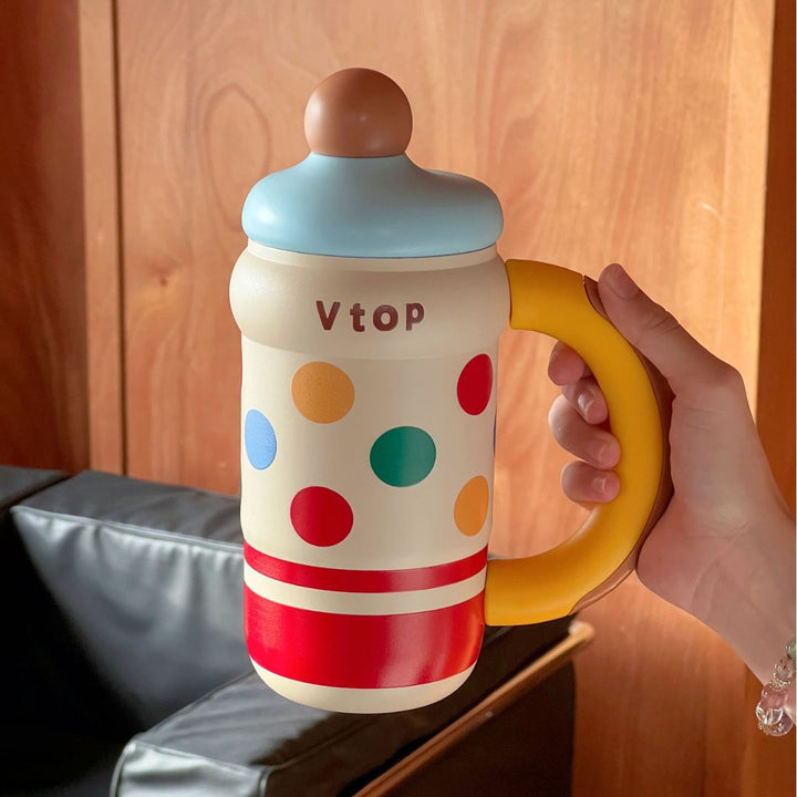 Ladies Thermos Mug with Elegant Gold Rim Bowlift