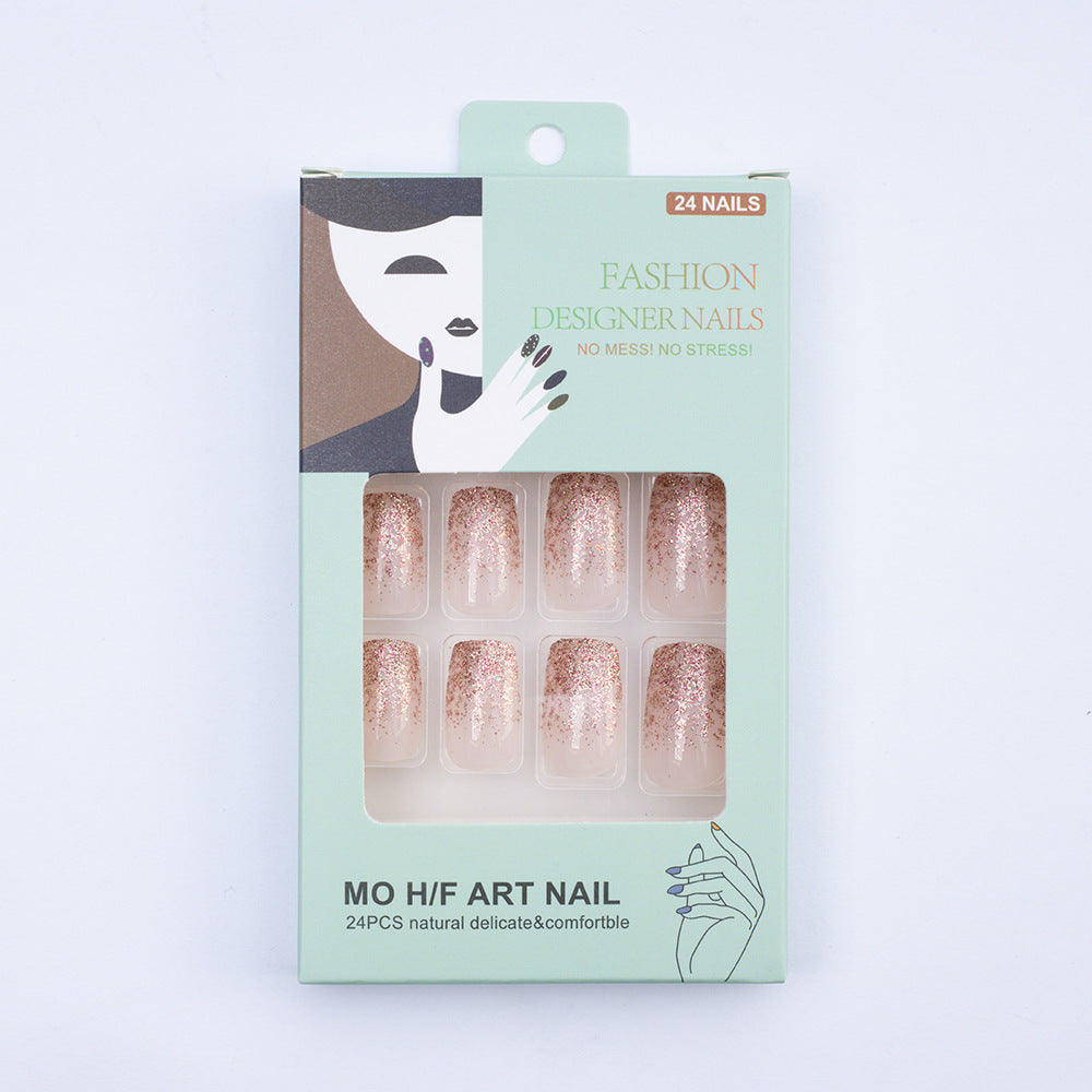 Glittering artificial nails with delicate gradient Bowlift