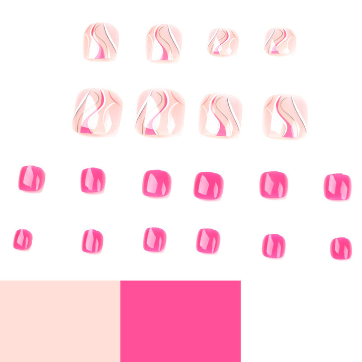 Artful toenail design with creative wave accents Bowlift