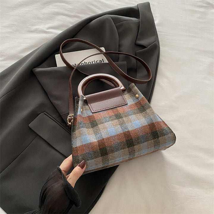 Plaid Structured Mini Handbag Bowlift