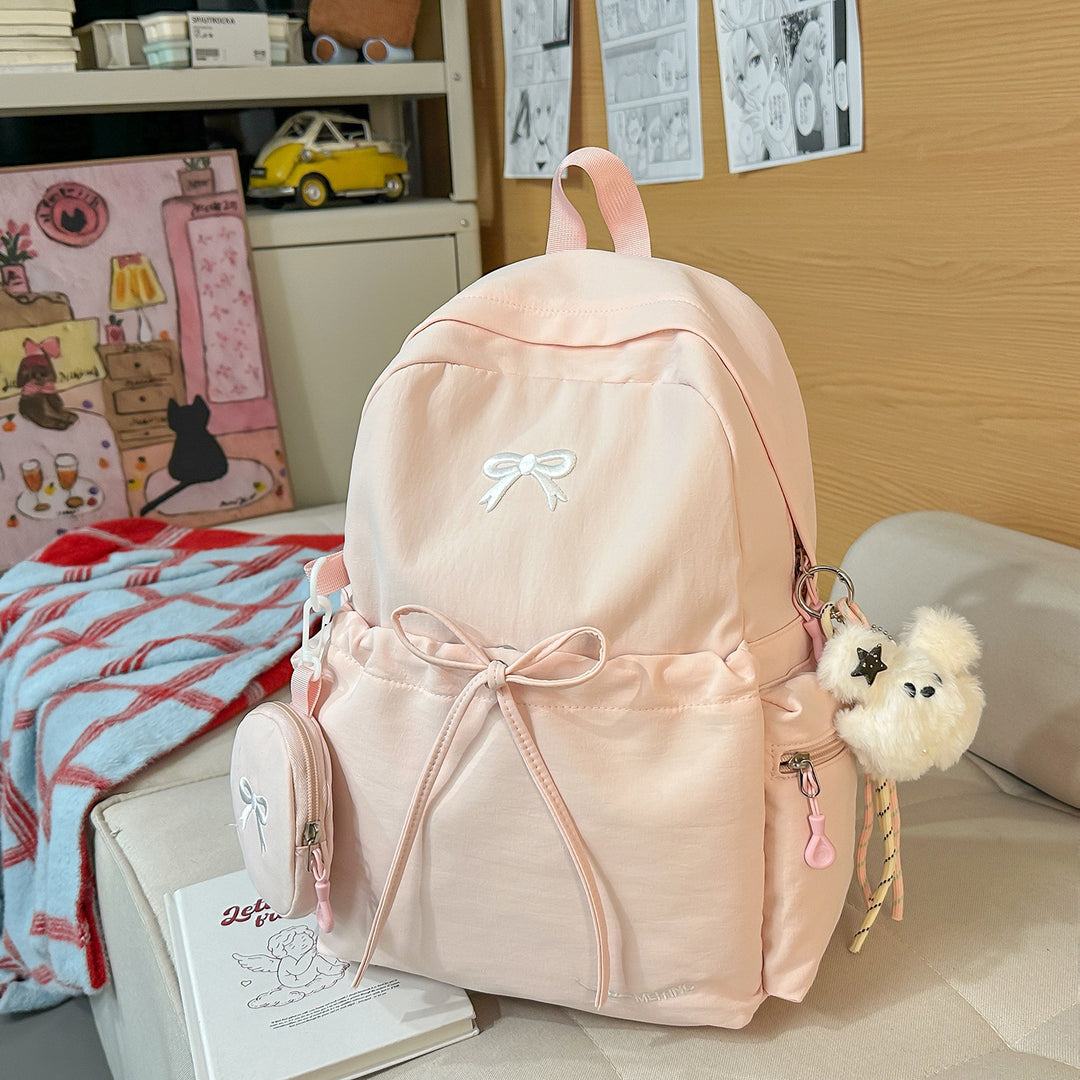 Backpack with Cute Appliqués and Multifunctional Design Bowlift